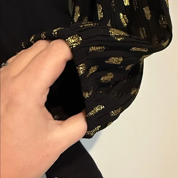 Express Chic Black Blouse with Gold Accents size L - Picture 5 of 6